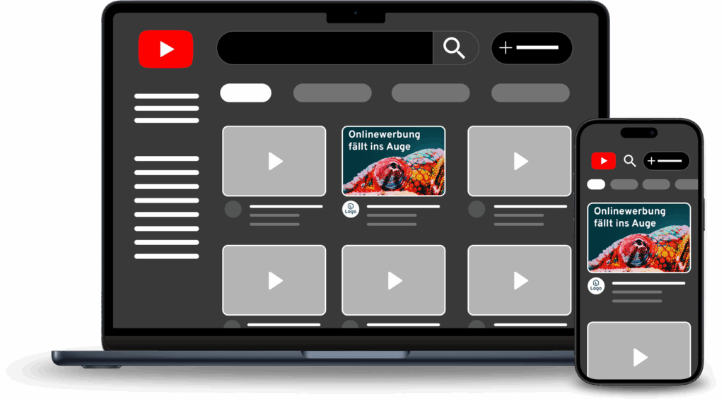 Ein Laptop und ein Smartphone zeigen eine Streaming-Plattform in dunklem Modus.
